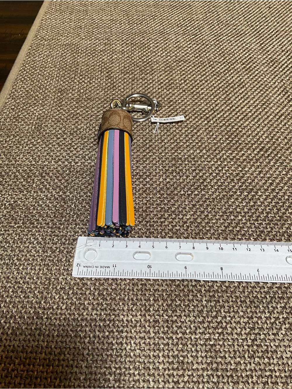 Coach Tassel Bag Charm Keychain- Colorblock Signature Canvas & Leather NWT - Picture 4 of 4